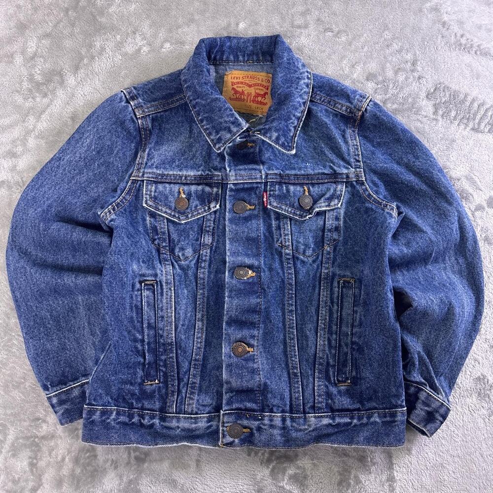 Levi’s Denim Trucker Jacket Kids Small Blue Medium Wash Button Up Jean Coat